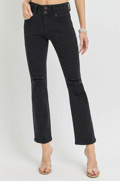 RISEN Full Size High Rise Wide Waistband Ankle Bootcut Jeans - Hovatok