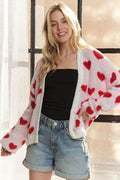 ADORA Fuzzy Heart Button Down Cardigan - Hovatok