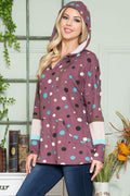 Celeste Full Size Polka Dot Drawstring Hoodie - Hovatok