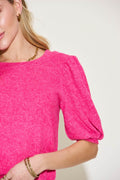 Zenana Round Neck Lantern Half Sleeve Sweater - Hovatok