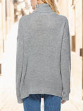Turtleneck Drop Shoulder Long Sleeve Sweater - Hovatok
