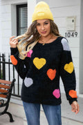 Angel Wings Heart Pattern Round Neck Long Sleeve Sweater - Hovatok