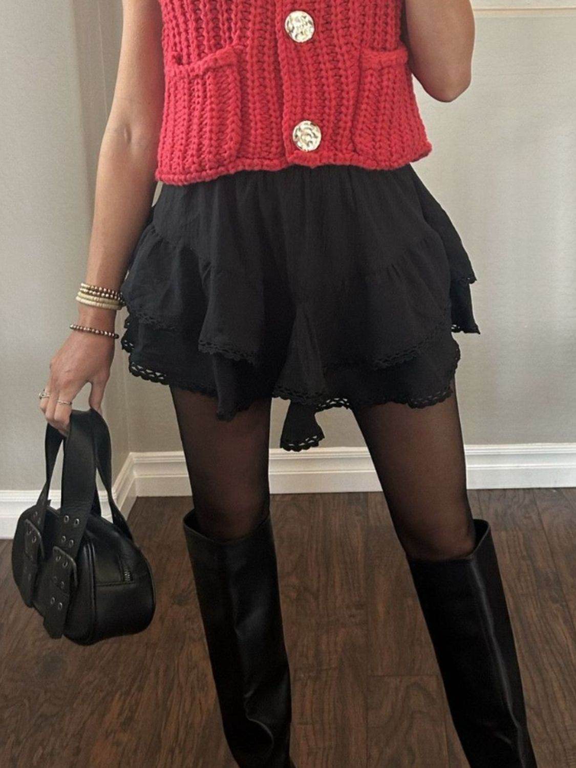 Lovelet Lace Detail Layered Skirt - Hovatok