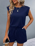 Round Neck Cap Sleeve Romper - Hovatok
