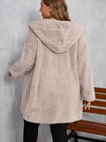 Plus Size Open Front Long Sleeve Hooded Fuzzy Jacket - Hovatok