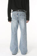 Washed Bootcut Men's Jeans with Pockets - Hovatok