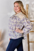 Hailey & Co Full Size Lace Detail Printed Blouse - Hovatok