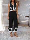 Devine Contrast Cropped Vest and Pants Set - Hovatok