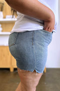 Judy Blue Full Size High Waist Raw Hem Denim Shorts - Hovatok