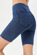 Basic Bae Asymmetrical Waist Denim Shorts with Pockets - Hovatok