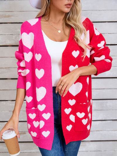 Angel Wings Heart Open Front Long Sleeve Cardigan - Hovatok