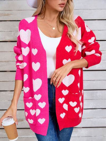 Angel Wings Heart Open Front Long Sleeve Cardigan - Hovatok