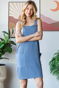 Heimish Full Size Ribbed Sleeveless Mini Tank Dress Plus Size - Hovatok