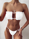 Frill Trim Ruched Bikini Set - Hovatok