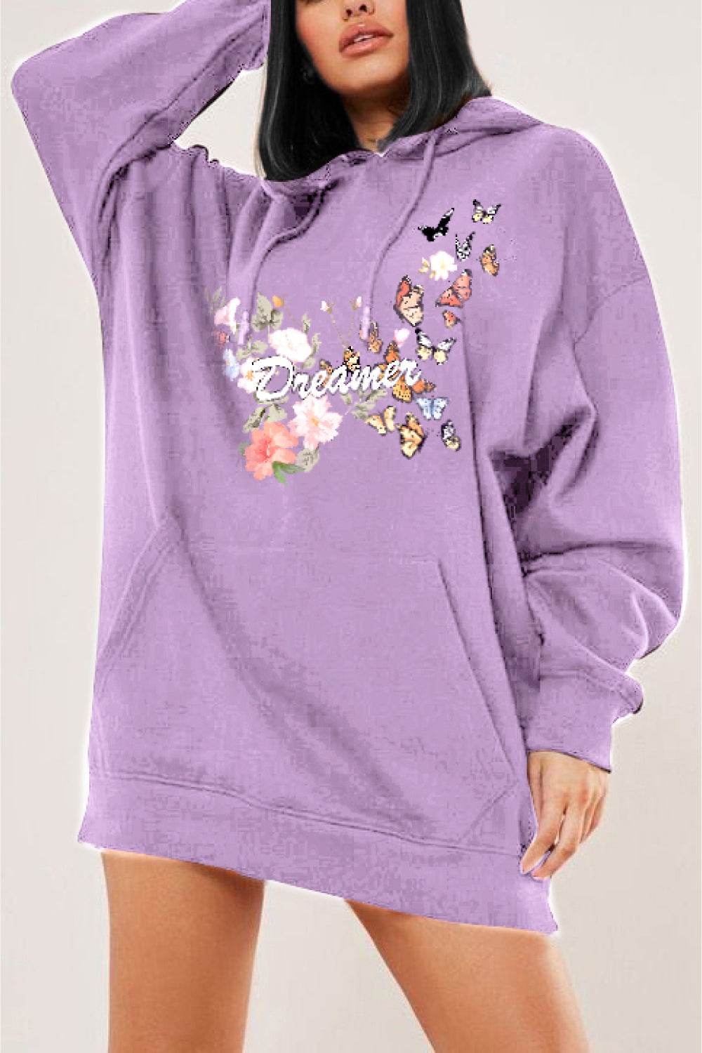 Simply Love Simply Love Full Size Dropped Shoulder DREAMER Graphic Hoodie - Hovatok