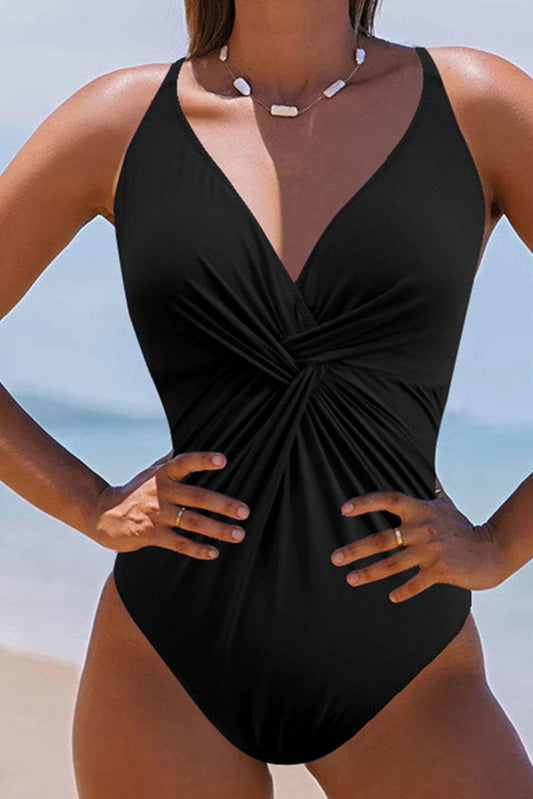 Twisted Crisscross V-Neck One-Piece Swimwear - Hovatok