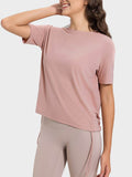 Millennia Drawstring Round Neck Short Sleeve Active T-Shirt - Hovatok