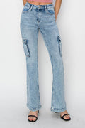 RISEN Full Size High Rise Cargo Flare Jeans - Hovatok