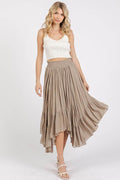 Mittoshop Handkerchief Hem Elastic Waist Pocket Midi Skirt - Hovatok