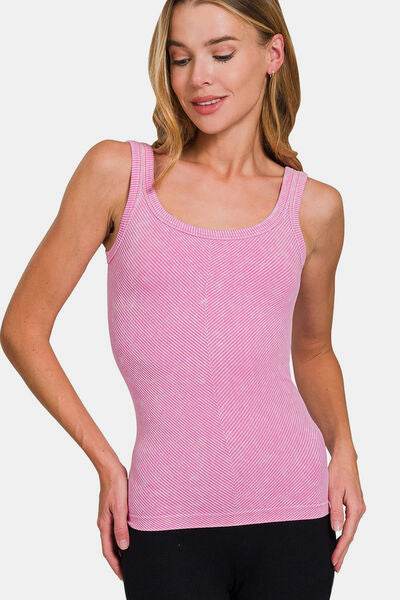 Zenana Ribbed Scoop Neck Tank - Hovatok