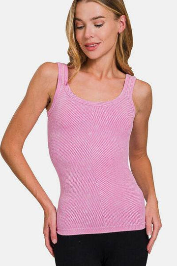 Zenana Ribbed Scoop Neck Tank - Hovatok