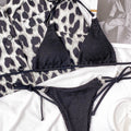Textured Halter Neck Tie Side Bikini Set - Hovatok