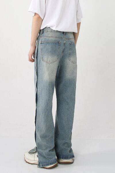 Side Slit Baggy Jeans with Pockets - Hovatok