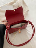 Knotted Strap PU Leather Handbag - Hovatok