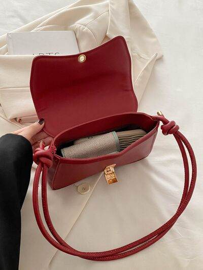Knotted Strap PU Leather Handbag - Hovatok