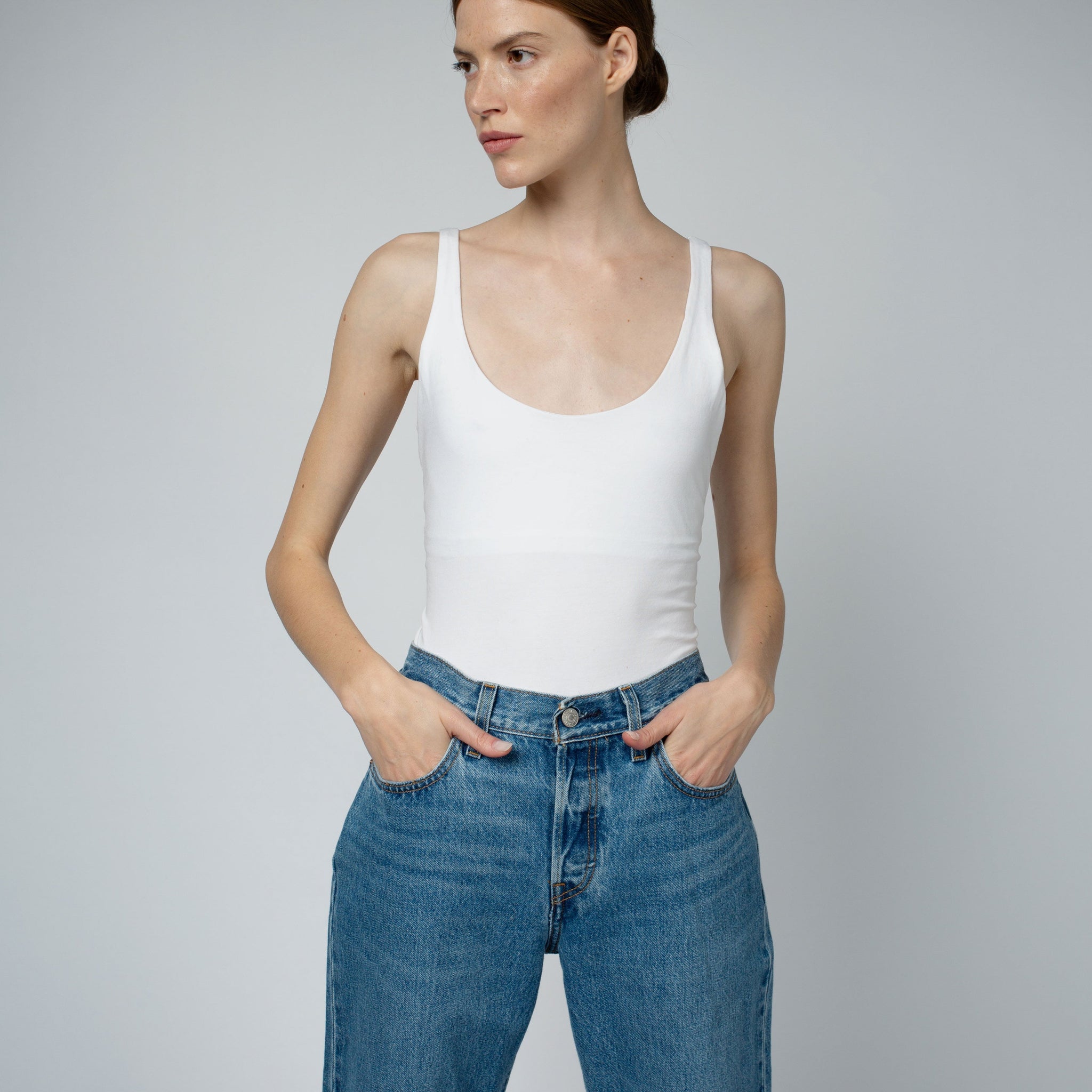 AVA ORGANIC COTTON BRA TANK TOP IN WHITE