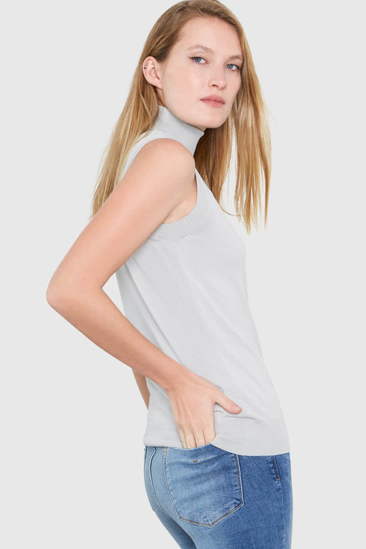 HEPBURN SLEEVELESS VISCOSE SWEATER IN SMOKE