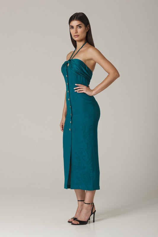 CHLOE STRAPLESS DRESS IN CAPRI BLUE