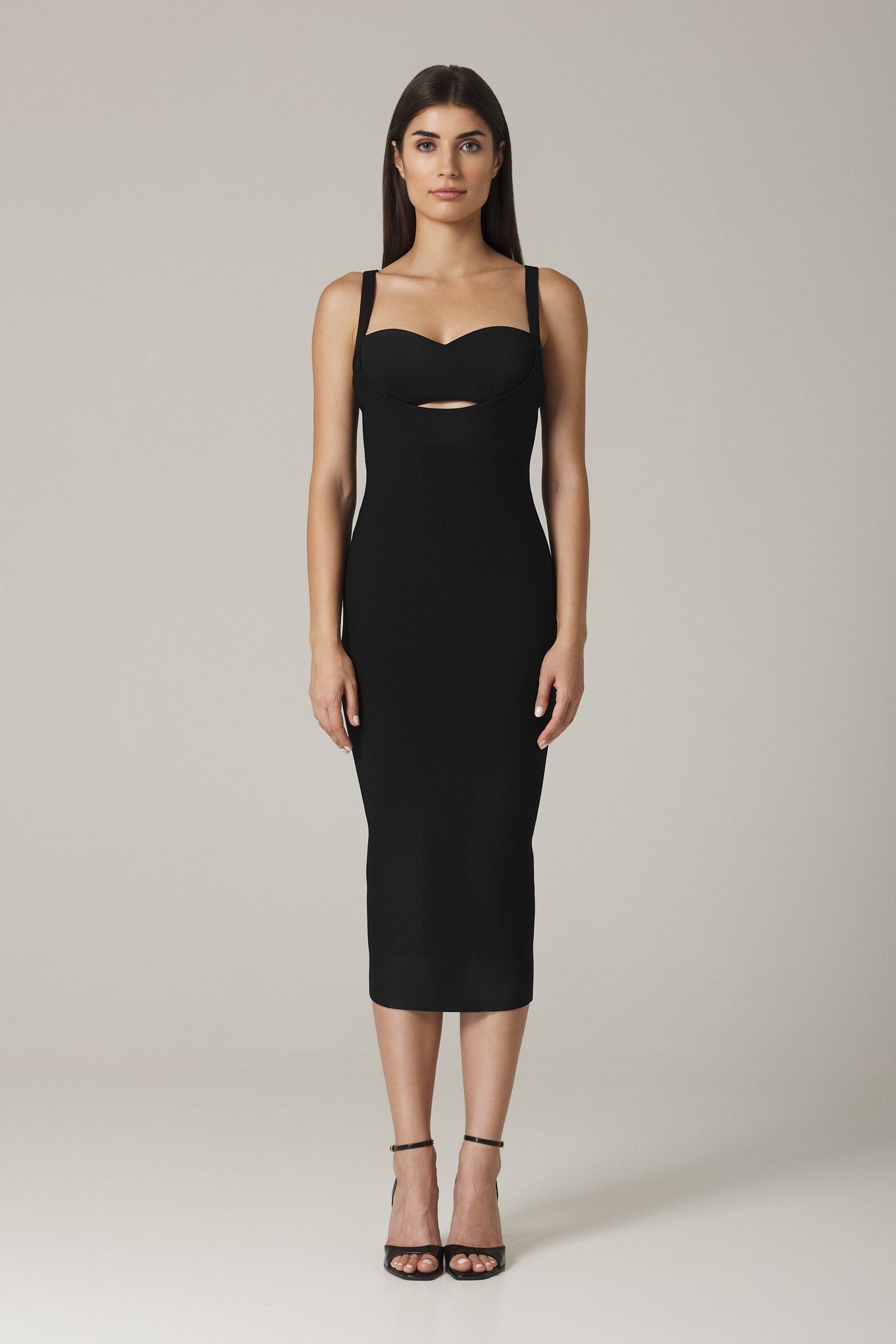 DITA BODY CONTOURING KNIT DRESS IN BLACK