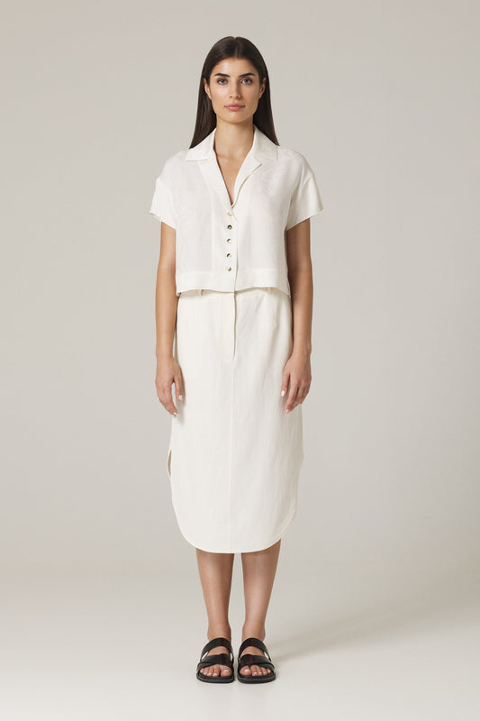 PAOLA SHORT SLEEVE BLOUSE IN SOFT WHITE