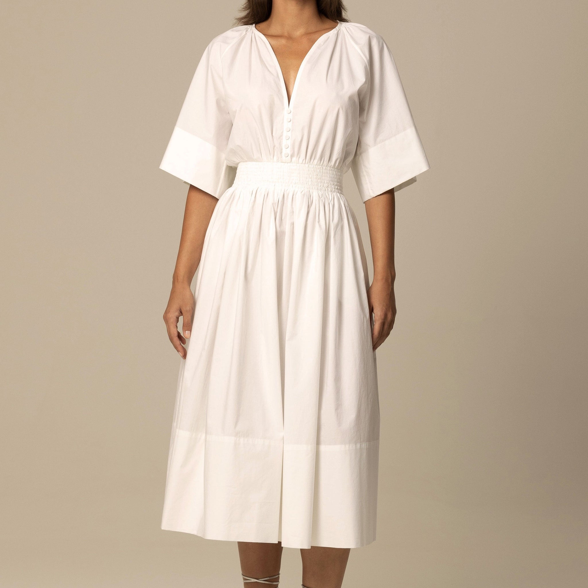 ANIA ORGANIC COTTON SHIRT DRESS IN WHITE