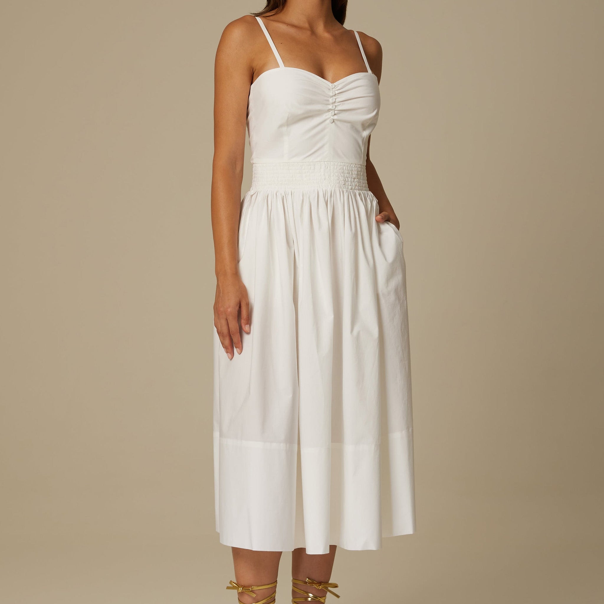 MIRIA ORGANIC COTTON STRAPPY DRESS IN WHITE