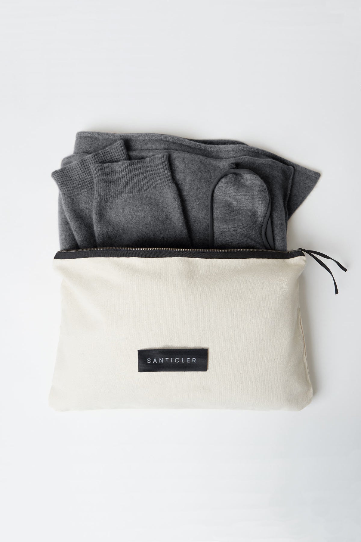 CLOUD NINE CASHMERE TRAVEL SET IN HEATHER CHARCOAL