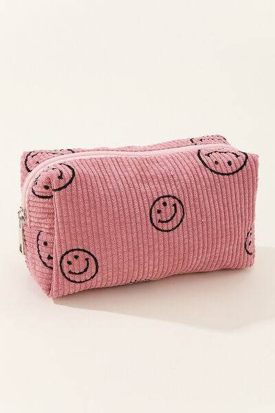 Zenana Smiley Face Corduroy Cosmetic Pouch - Hovatok