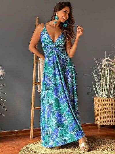 Twisted Printed V-Neck Cami Dress - Hovatok