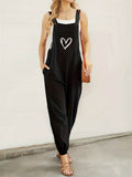 Heart Square Neck Wide Strap Overalls - Hovatok