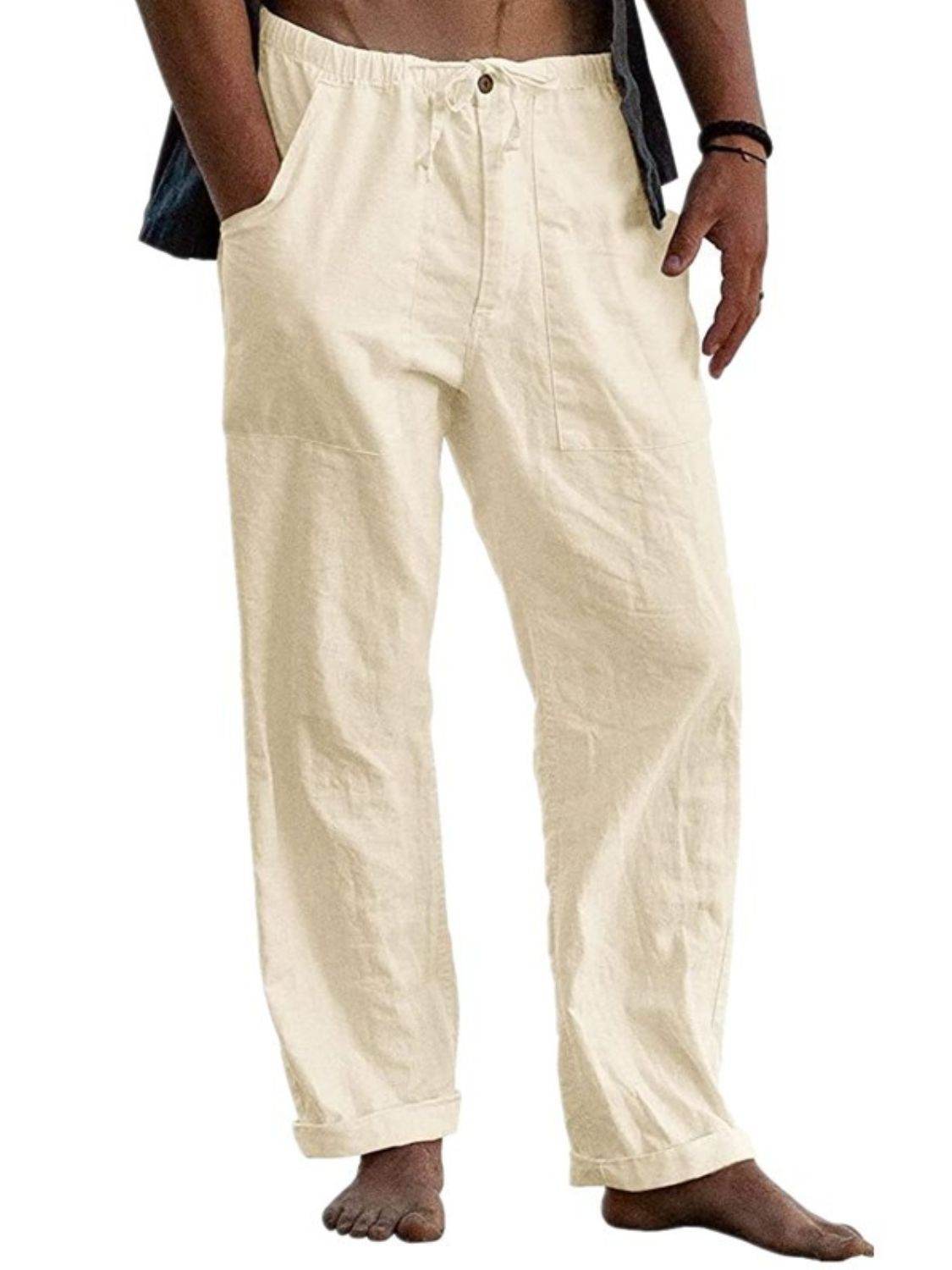 Men's Full Size Drawstring Straight Leg Pants Plus Size - Hovatok