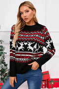 Angel Wings Reindeer Round Neck Long Sleeve Sweater - Hovatok