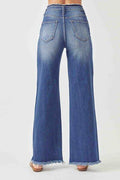 RISEN High Waist Raw Hem Wide Leg Jeans - Hovatok