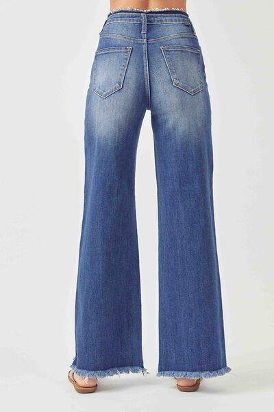 RISEN High Waist Raw Hem Wide Leg Jeans - Hovatok
