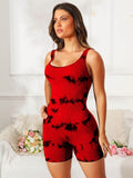Tie-Dye Wide Strap Active Romper - Hovatok