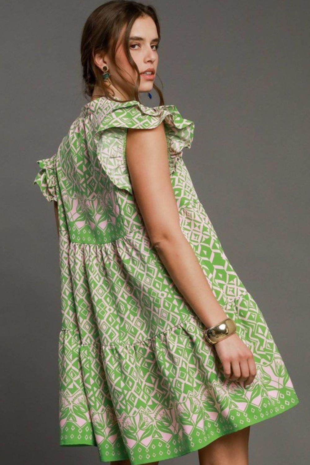 Umgee Full Size Mixed Print Mini Dress Plus Size - Hovatok