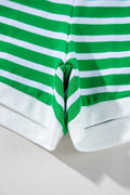 Striped Round Neck Short Sleeve Top and Shorts Set - Hovatok