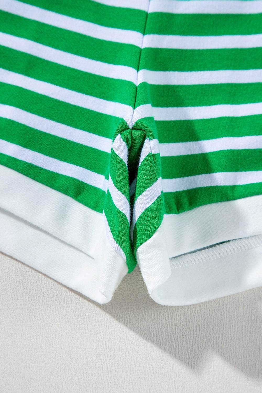 Striped Round Neck Short Sleeve Top and Shorts Set - Hovatok