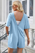 Lovelet Backless Round Neck Half Sleeve Romper - Hovatok