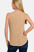 Zenana V-Neck Curved Hem Tank - Hovatok
